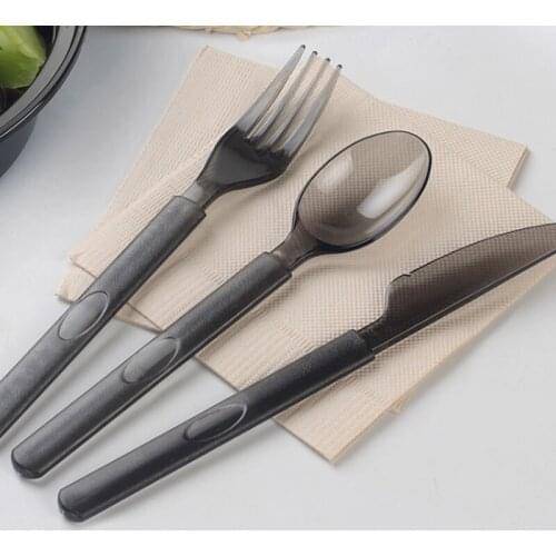 50pcs Transparent DisposableTableware Set western - style tableware Disposable transparent plastic knife fork spoon