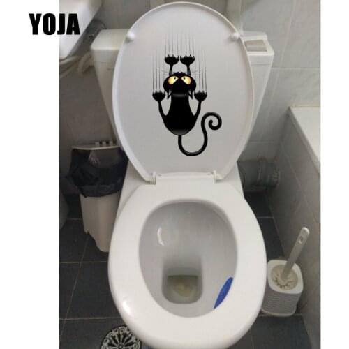 YOJA 12.8*25CM Funny Claw Cat Bathroom Decor Toilet Sticker Classic Home Wall Decals T1-0100