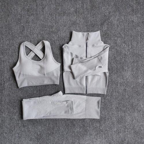 New Women Fitness Sport Yoga Suit Seamless Women Yoga Sets Long Sleeve Yoga Clothing Female Sport Gym Suits Wear Running Clothes