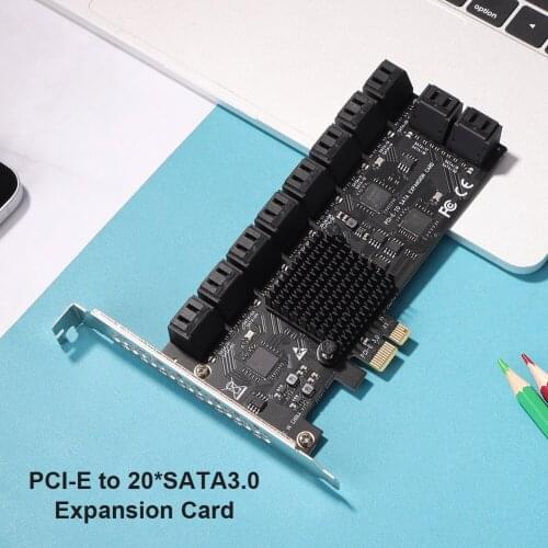 Controller Adapter Riser Expansion Card SA3120J PCIE Adapter 20 Port 6Gbps PCI-Express X1 to SATA 3.0 Controller Cards