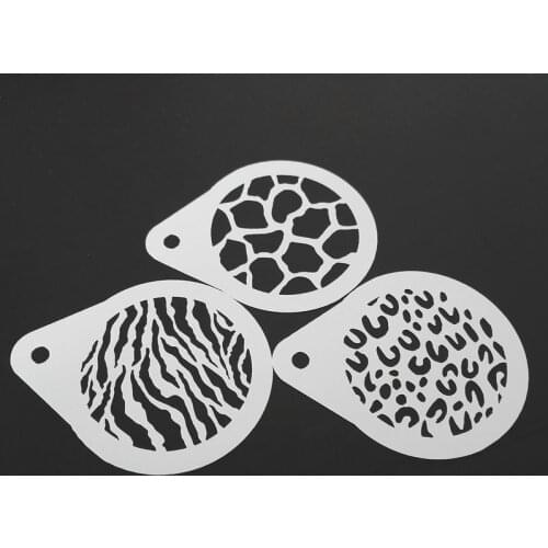 2.8 Inch Animal Fur Cappuccino Coffee Stencil Plastic Latte Art Cookie Template Mold Coffee Decoration Barista Tools
