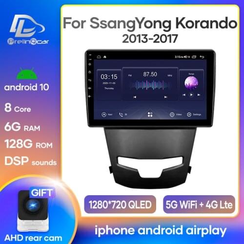 Prelingcar Android 10.0 For SsangYong Korando 3 Actyon 2 2013-2017 Car Radio Multimedia Video Player GPS Navigation NO DVD 2 Din