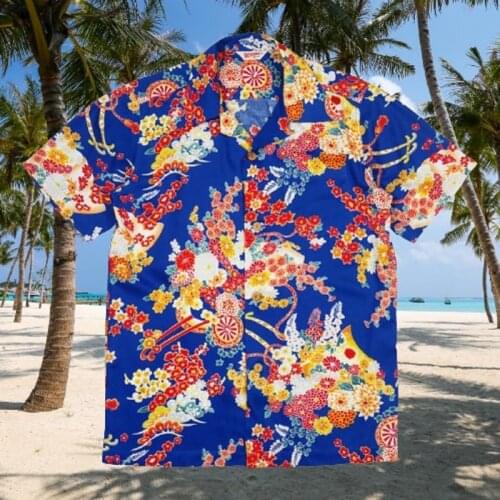 2021 Summer Button Shirt Big Size Short Sleeve Men Clothing Outdoor Flower Casual Oversize Sport Streetwear