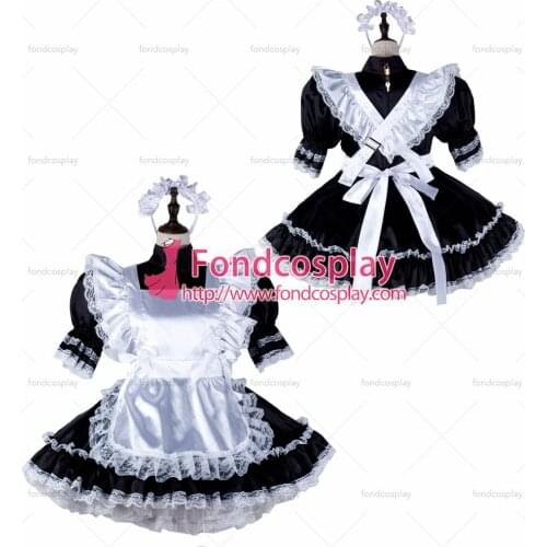 Sissy maid satin dress lockable Uniform cosplay costume Tailor-made[G2337]