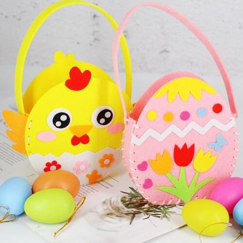 Hand made DIY material bag childrens kindergarten Easter bag colored eggs Childrens handbag