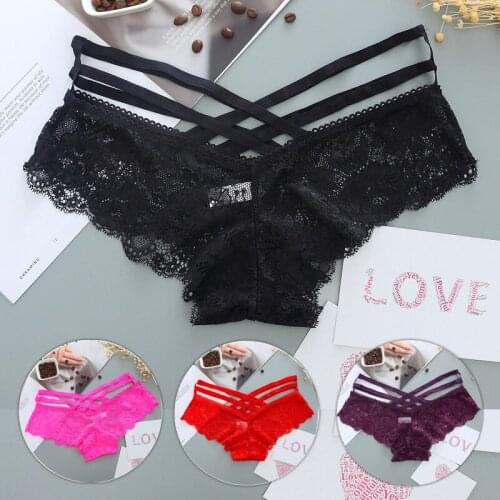 Sexy Lace Women Panties 1/2/3pcs Low-Rise Briefs Ladies Female G String Thong Underwear Pant Cross Strap Lingerie 2021