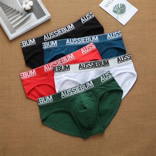 Aussiebum briefs jockstrap mens cotton comfort low waist elastic tide letter triangle pants youth panties