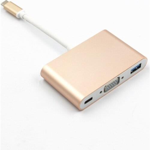 USB3.1 Type C to VGA USB3.0 Support 4 k conversion line HDMI Adapter 3in1 Hub for MacBook Air Pro Mac