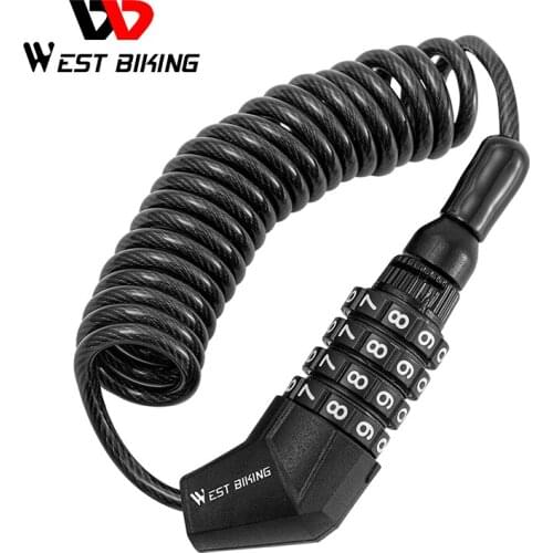 WEST BIKING Bicycle Helmet Lock 4 Digit Password Mini Anti-theft Bike Lock for Motorcycle Bicycle Scooter Cycling Bag Cable Lock