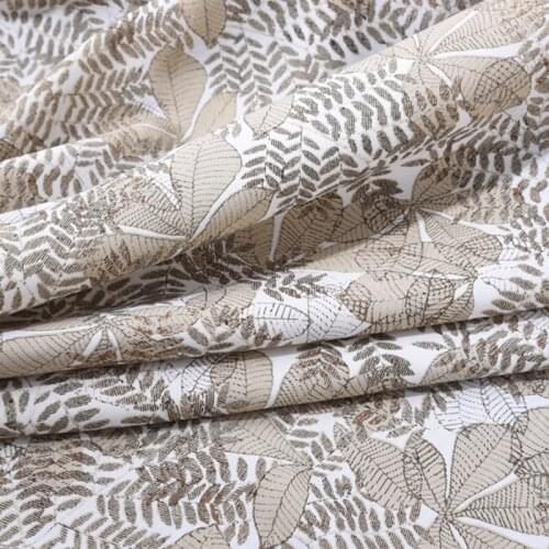 114CM Wide 28MM Coffee Color Leaves Jacquard Silk Fabric for Summer Dress Shirt Cheongsam Pants Pajamas H493