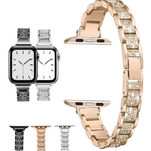 Women bands for apple watch se band series 6 5 4 3 40mm 38mm 44mm 42mm bling Jewelry Metal strap for iwatch 6 se 40mm Bracelet