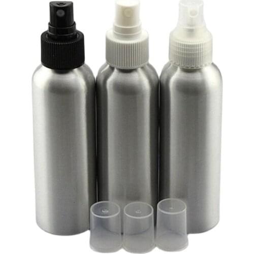 100pcs 120ml Aluminium bottle with black /transparnet/white pump spray head Aluminum metal bottle spray bottle mist sprayer