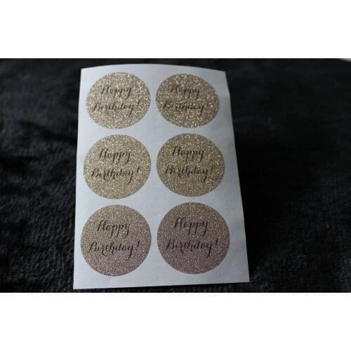 3.8cm Happy Birthday Rose gold glitter classic round sticker
