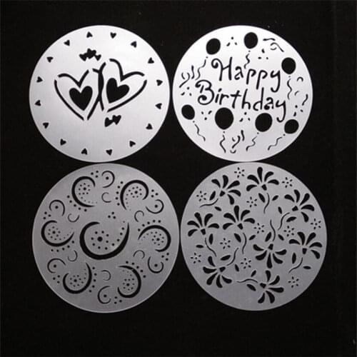 4Pcs/Set Plastic Cake Stencils Flower Spray Stencils Birthday Cake Mold Decorating Bakery Tools DIY Mould Fondant Template Molds