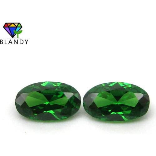 5A Grade 2x3~10x14mm Oval Shape Green Cubic Zirconia Machine Cut Loose Green Synthetic Gems CZ Stone For Jewelry