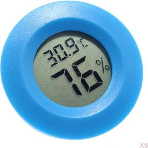 6x Reptile Plastic Thermometer Humidity Hygrometer Blue For Reptile Frog