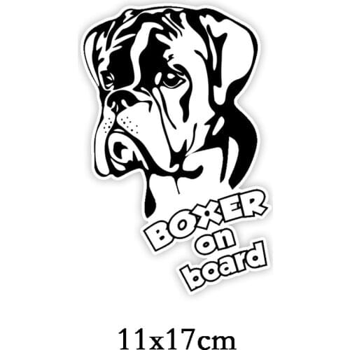 Dawasaru Dog Boxer on Board Funny Car Sticker Waterproof Decal Laptop Motorcycle Auto Accessories Decoration PVC,17cm*11cm