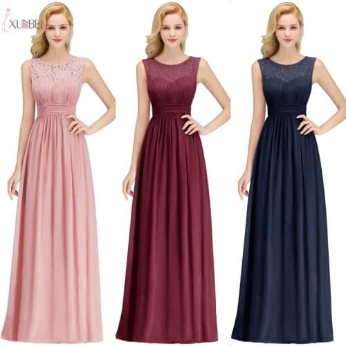 2019 Burgundy Chiffon Long Bridesmaid Dresses A line Sleeveless Wedding Party Guest Gown robe demoiselle d'honneur