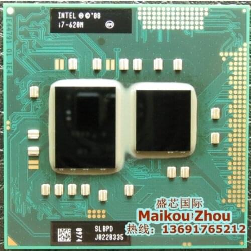 Intel Core I7 620m i7 620M cpu 4M 2.66GHz 3333 MHz Dual-Core Laptop processor I7-620M Compatible HM57 HM55 can work