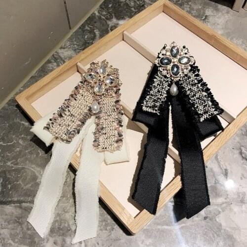 Korean Bow Tie Small Fragrance Rhinestones Pearls Accessories Shirts Collar Flowers Pins Lace Large Bows Womens Jewelry Gifts