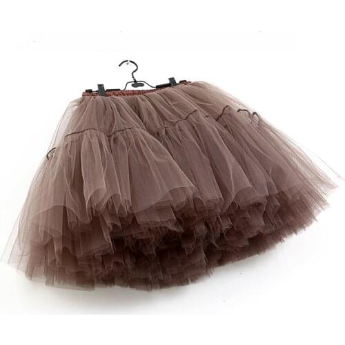 Brown Layered Ruffle Mesh Midi Tulle Skirt Adult Sexy Clubwear Tutu Skirts Womens Skirt Wedding Underskirt Bridesmaids Petticoat