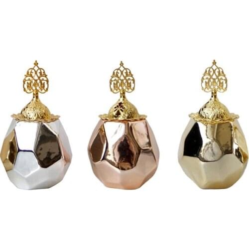 Creative Diamond Polygonal Gold-plated Ceramic Incense Burner Aromatherapy Burner Ornaments Middle East Arabian Incense Burner