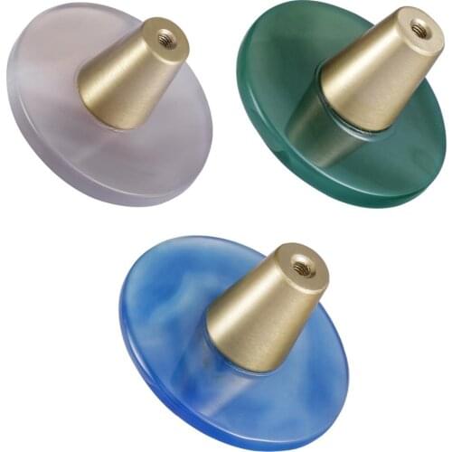 TUMBEELLUWA Round Polished Onyx Slice Brass Dresser Drawer Pulls Handles Reiki Stone Furniture Cabinet Door Knobs Hardware Pulls