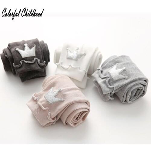 Baby Leggings for Girls Pants Blingbling crown design slim kids pants fall Cotton children Trousers toddler girls clothing 2t-7