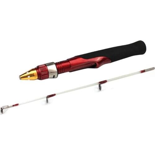 Fishing Rod Metal Portable 50cm 2 Section Metal Shrimp Prawn Winter Ice Fishing Rod Pole Tackle
