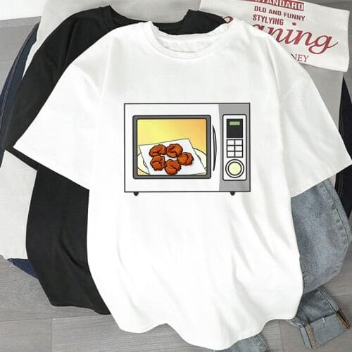 Kawaii Microwave oven Cartoon Printed Short Sleeve Ladies T shirt Ulzzang Harajuku 90s Girls Tee Female tees Mujer