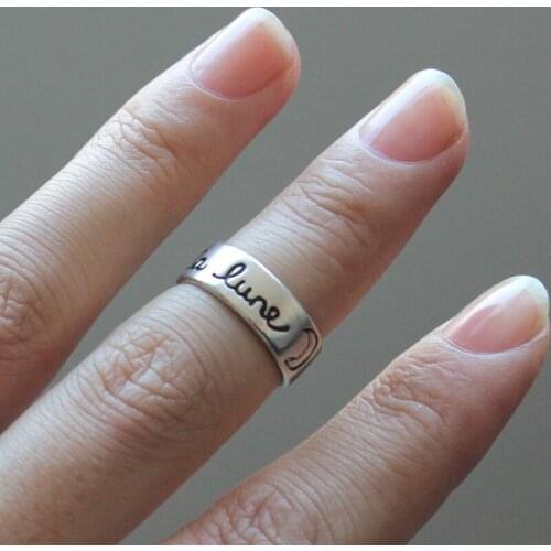 3pcs/Lot French "la lune" Moon Ring,Adjustable Retro Style Romantic Love Witness Antique Silver Ring For Men & Women