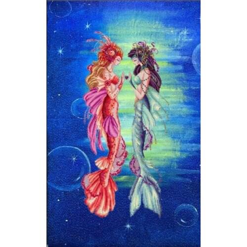 BF-Mermaid Sisters God with draw fabric cross-stitch cloth with beaded metal thread cross-stitch kit styles cross stitch kit