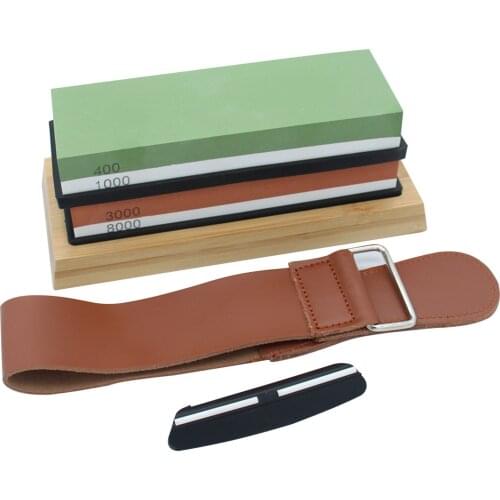 400/1000 3000/80000 Grit Whetstone Cut Sharpening Stone Set Ideal Sharpener For All Blades Non Slip Base with Leather Strop