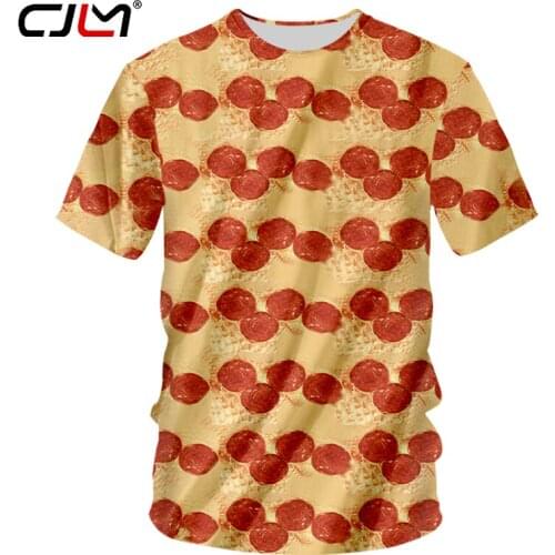 CJLM New Harajuku Casual Short Sleeve 3D T Shirt Tee Pizza Bacon Print T-Shirt Fast Food Summer Tees For Men Clothing Dropship