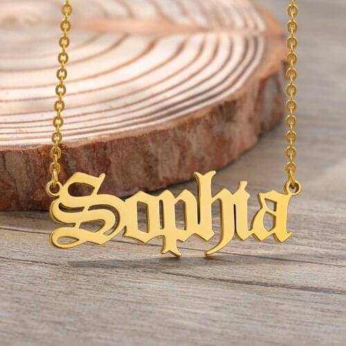 Personalized Name Necklace For Women Retro English Font Stainless Steel Custom Necklace Pendant Fashion Jewelry Christmas Gift
