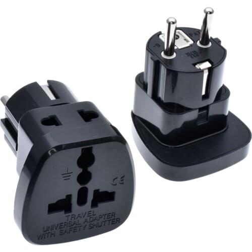 1to2 Type E/F Travel Trip Adapter Adaptor Plug for France Germany Russia Belgium Tunisia German EU conversion with safety door