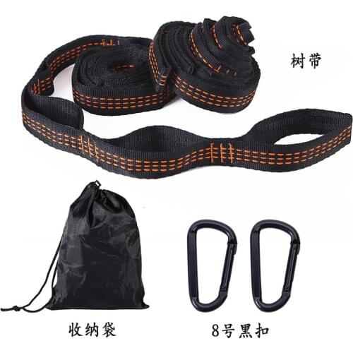 Hammock strap high-strength load-bearing polyester outdoor hammock special tree strap black bartacking hammock rope