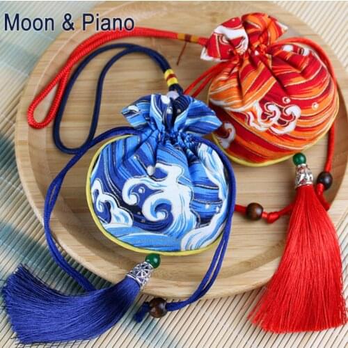 Retro Sachet Ethnic Style Bronzing Printing Cherry Blossom Crane Pattern Empty Bag Hanfu Costume Decoration Temperament Sachet