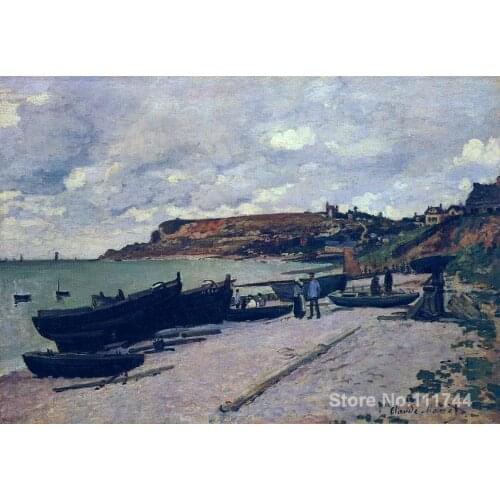 Sainte Adresse Fishing Boats on the Shore Claude Monet painting Decorative art Handmade High quality
