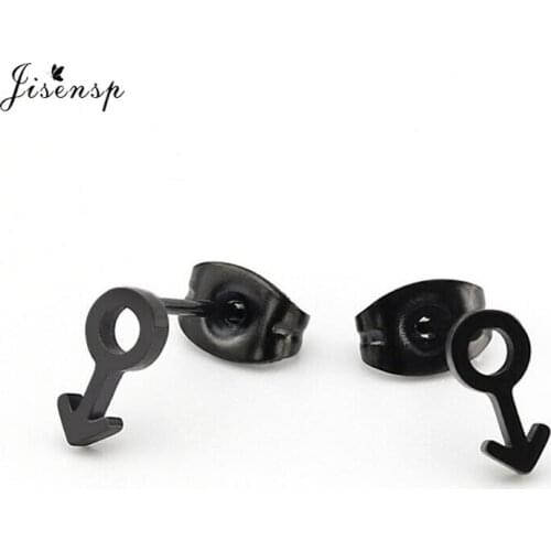Jisensp Korean Style Simple Design Male Symbol Earrings Stainless Steel Stud Earrings for Women Mars Symbol Jewelry Gift