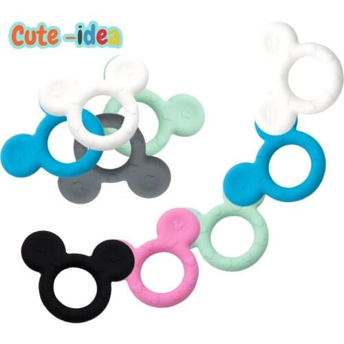 Cute-idea 1pc Mouse silicone Teether Food Grade Cartoon Teether Nursing Gift BPA Free DIY Baby Teething Teether Toy Accessories