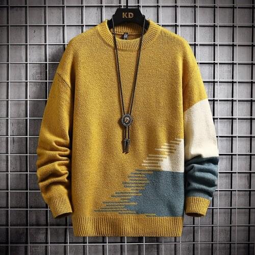 Fashion Korean Men Sweater New Winter Handsome Pullover Men Fit Trendy Streetwear O-Neck Mens Sweaters Soft Warm Pull Homme 2021