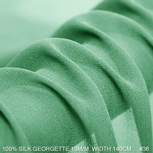 100% SILK Georgette Fabric Pure Silk Fabric 10 momme 140cm Width Summer Chiffon Dress Fabrics Sea Green Color 36