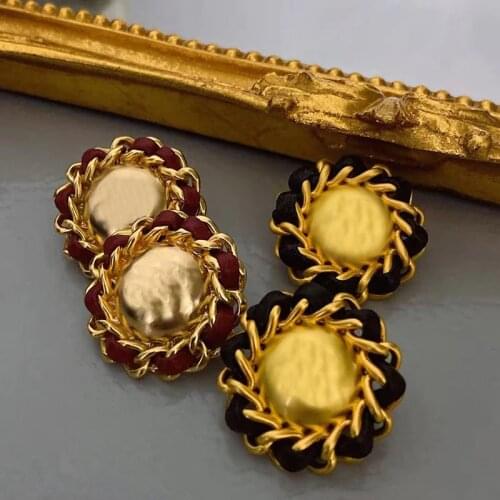 2020 Japan New Vintage Round Stone Big Stud Earrings For Women Fashion Temperament Simulated Pearl Brinco