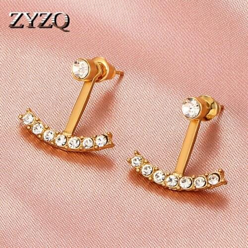 ZYZQ Creative Simple Back-hanging Cute Drop Earrings For Women Girls Personality Retro Stud Earrings Fashion Jewelry 2021