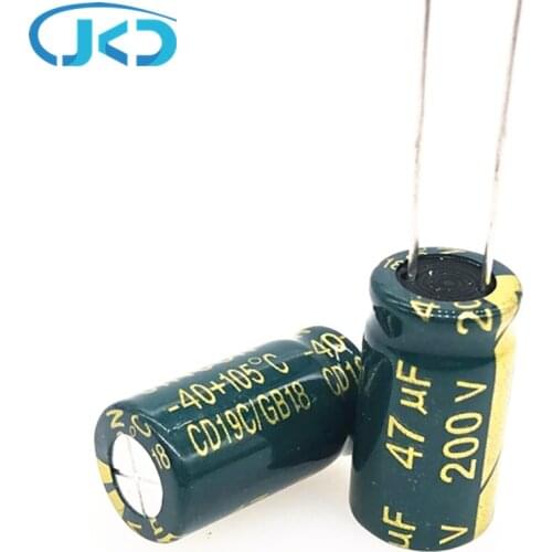 10pcs/lot 200V 47UF 10*20mm 20% RADIAL aluminum electrolytic capacitor 47000nf 20% high frequency electrolytic capacitor