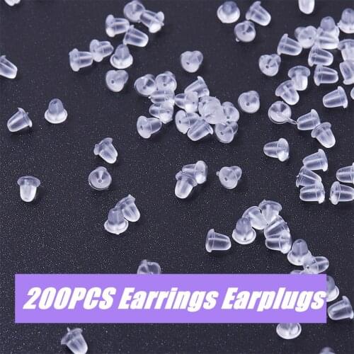 200pcs Earrings Rear Seat Replacement Rubber Earring Clasp Transparent Nut Plugging Earrings DIY Jewelry Accessories Materials