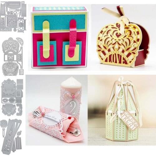 2021 New Arrival DIY Gift Box Shape Metal Cutting Dies Scrapbook Decoration Stencil Handmade Card Make Model Craft Mold Die Cut