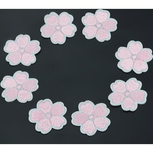 4PCs/Pack 3.5cm Pink Flowers Patches Appliques Iron On Embroidered Patch For Girls Women Sweater Dress Kids Socks DIY Craft