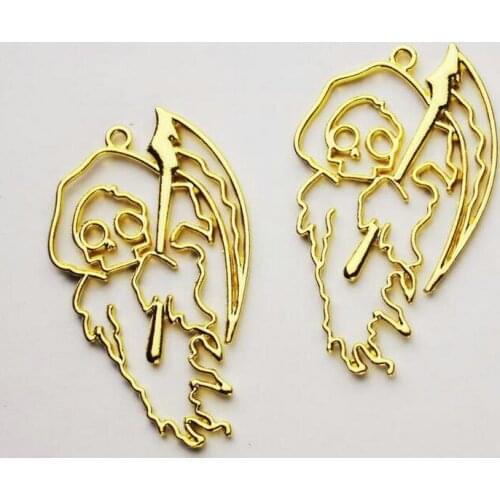 5pcs Halloween Pumpkin Ghost Skeleton Hollow Metal Frame Jewelry Findings Pendant Accessory DIY Charms Handmade Open Bezels Art